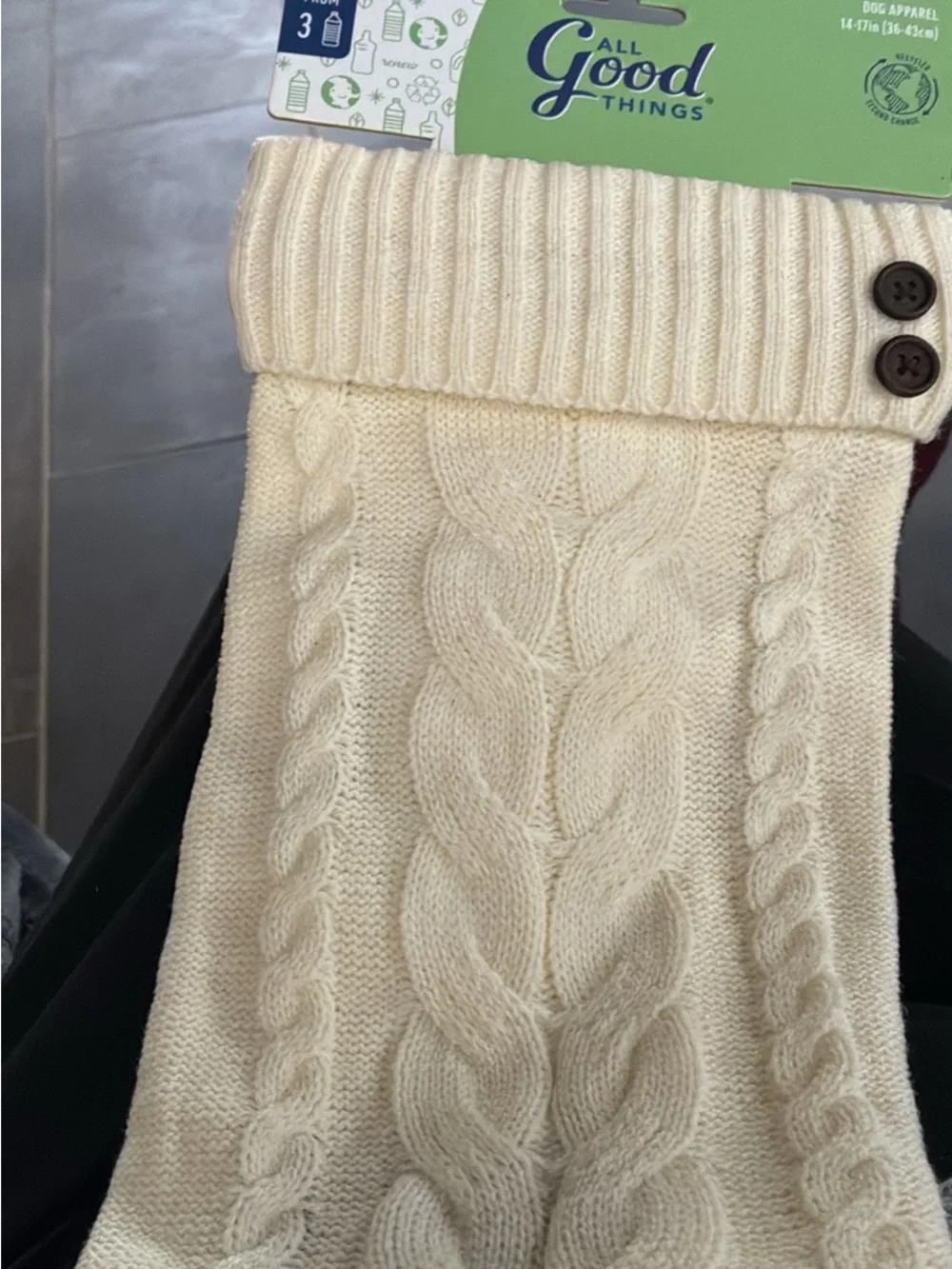Cream Cable-Knit Dog Sweater